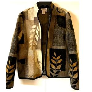 Coldwater Creek Cardigan Jacket Sz M Tapestry Brown Zippered Casual